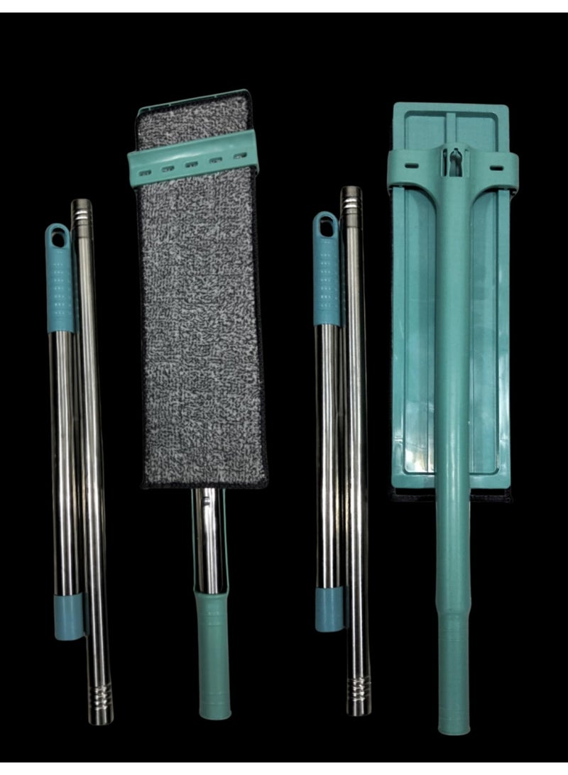 مساحه موب مسطحه ذاتية العصر 360 درجة قابلة للدوران والغسل اليدوي، موب او شرشوبه مسطحة من الميكروفيبر متعددة الاغراض ، وسادات قابلة للغسل للمنزل والمكتب ، مناسبة للتنظيف الجاف والرطب - Image 2