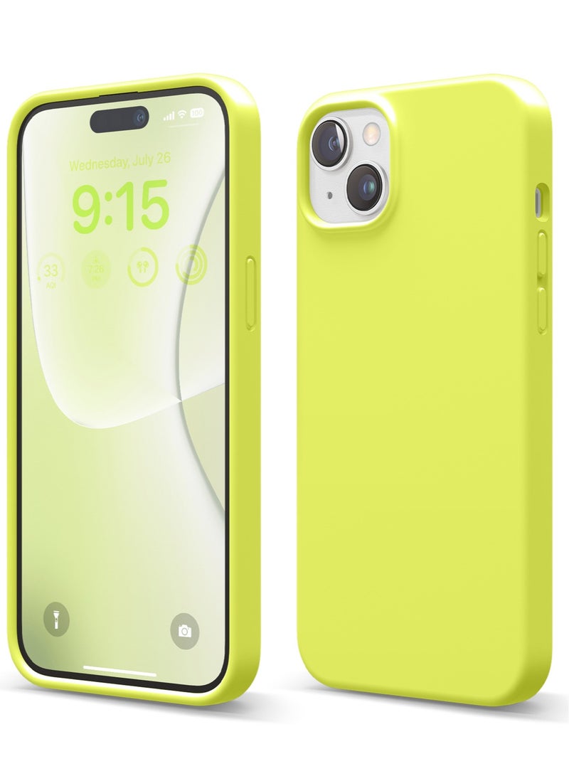 Elago Liquid Silicone for iPhone 15 PLUS Case Cover Full Body Protection, Shockproof, Slim, Anti-Scratch Soft Microfiber Lining - Neon Yellow