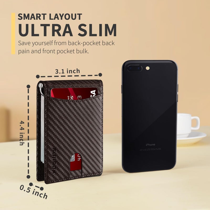 RUNBOX Slim Money Clip Wallets for Men RFID Blocking 11 Card Holder Minimalist Small Leather Bifold Men's Front Pocket Wallet Gift Box - Image 3