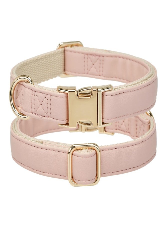 YUDOTE Soft Classic Leather Dog Collar Heavy Duty Padded Collars with Metal Buckle for Puppy Small Medium Dogs (Pink,S) - Image 1