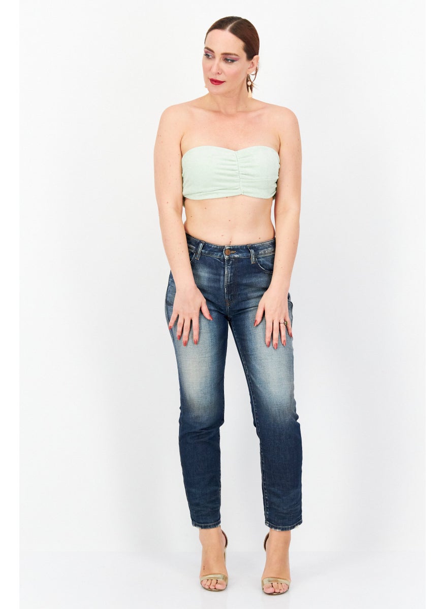 Asos Design - Women Halter Neck Sleeveless Co-Ord Towelling Bralet Crop Top, Mint - Image 1