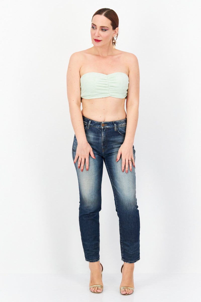 ASOS Women Halter Neck Sleeveless Co-Ord Towelling Bralet Crop Top, Mint - Image 4