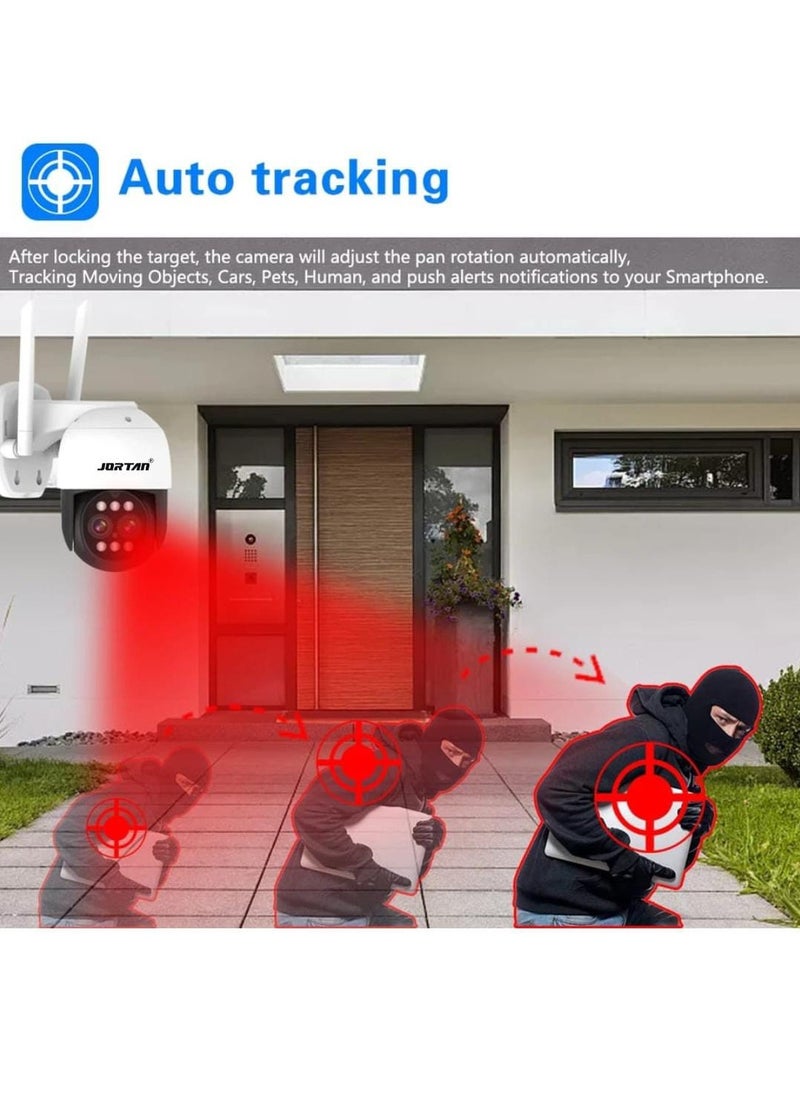 JORTAN - 3K Wi-Fi PTZ Camera, 8X Zoom, Motion Detection, Motion Tracking, Full Color Night Vision, Two Way Audio, IP66 Waterproof, Motion Alarm, 24/7 Recording, PTZ Control Wi-Fi Camera - Image 1