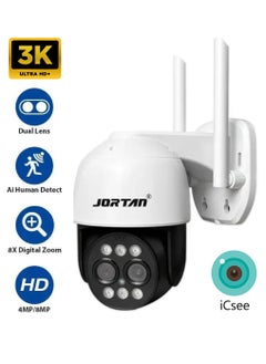 JORTAN 3K Wi-Fi PTZ Camera, 8X Zoom, Motion Detection, Motion Tracking, Full Color Night Vision, Two Way Audio, IP66 Waterproof, Motion Alarm, 24/7 Recording, PTZ Control Wi-Fi Camera  - Image 1