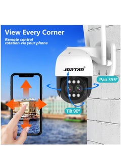 JORTAN 3K Wi-Fi PTZ Camera, 8X Zoom, Motion Detection, Motion Tracking, Full Color Night Vision, Two Way Audio, IP66 Waterproof, Motion Alarm, 24/7 Recording, PTZ Control Wi-Fi Camera  - Image 4