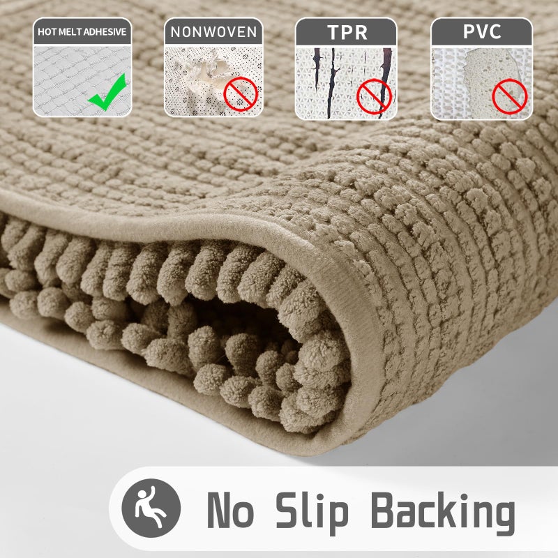 Yimobra Original Luxury Chenille Bath Mat  55.1 x 24 Inches  Soft Shaggy and Comfortable  Large Size  Super Absorbent and Thick  Non-Slip  Machine Washable  Perfect for Bathroom  Camel - Image 4