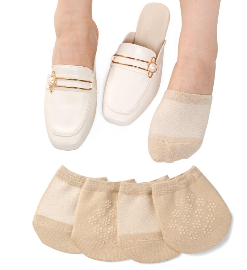 Murmorers Toe Socks Womens for Mules, Half Socks Toe Topper Covers No Show Invisible Non-slip Liners for Clogs 4/6/8 Pairs, 4 Pairs Nude, One size - Image 1