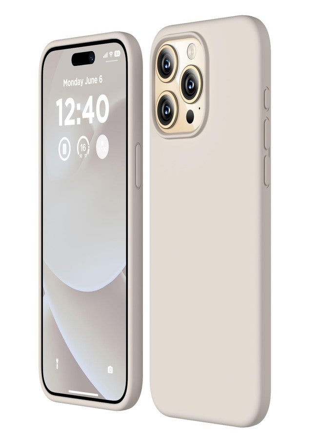جراب COFFKER متوافق مع iPhone 15 Pro، جراب سيليكون سائل، غطاء حماية كامل للجسم مقاوم للصدمات، جراب هاتف نحيف ورقيق مع بطانة ناعمة من الألياف الدقيقة المضادة للخدش، 6.1 بوصة - حجري - Image 1