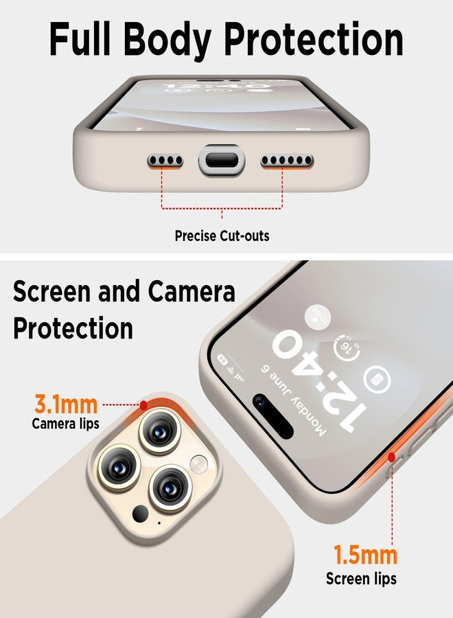 جراب COFFKER متوافق مع iPhone 15 Pro، جراب سيليكون سائل، غطاء حماية كامل للجسم مقاوم للصدمات، جراب هاتف نحيف ورقيق مع بطانة ناعمة من الألياف الدقيقة المضادة للخدش، 6.1 بوصة - حجري - Image 3