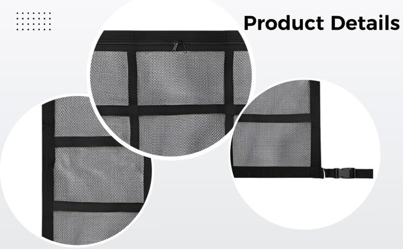 Car Roof Storage Net, Double Layer Truck Netting with Zipper, Vehicle Ceiling Cargo Net with 9 Compartments, Adjustable Straps, Van Interior Space Saver, 35.4 x 25.6 in, 90 x 65 cm - Image 5