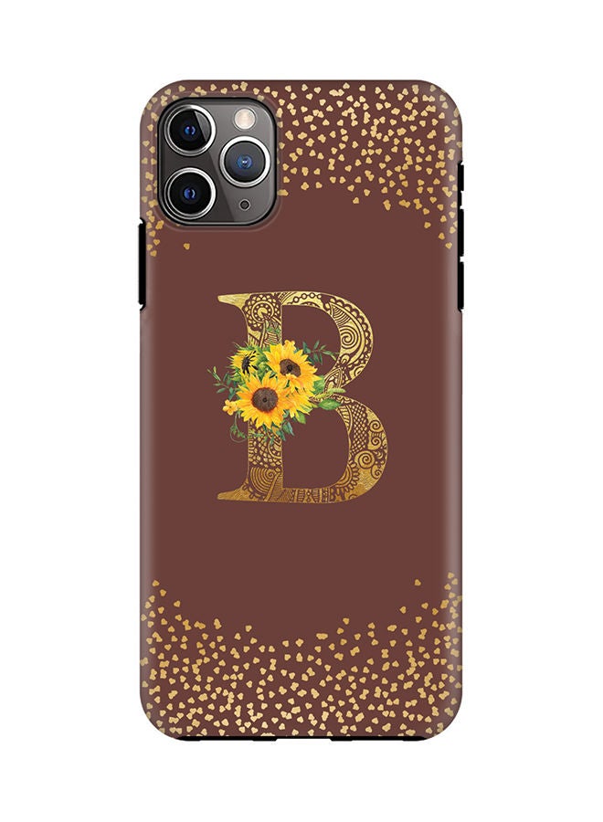 Stylizedd Monogram Tough Series for Apple iPhone 11 Pro Max Custom Initials Floral Mandala Pattern Tough Pro Dual Layer hybrid PC inner TPU protection Alphabet- B (Brown) - Image 1