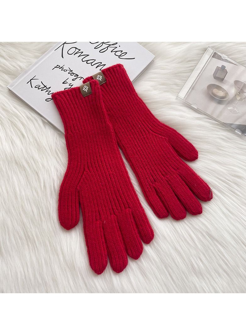 Loquat Solid Knit Gloves 