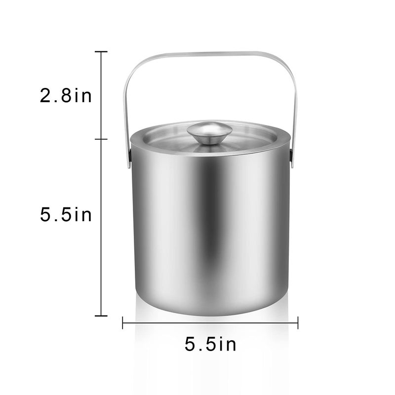 LUCKYGOOBO Mini Ice Bucket Portable Double Wall Ice Bucket with Tong,Stainless Steel Hotel Bucket/Champagne/Beverage Bucket,Size 1.3 Liters 5.5 x 5.5 in,Serveware for Party,Event,and Camping. - Image 3