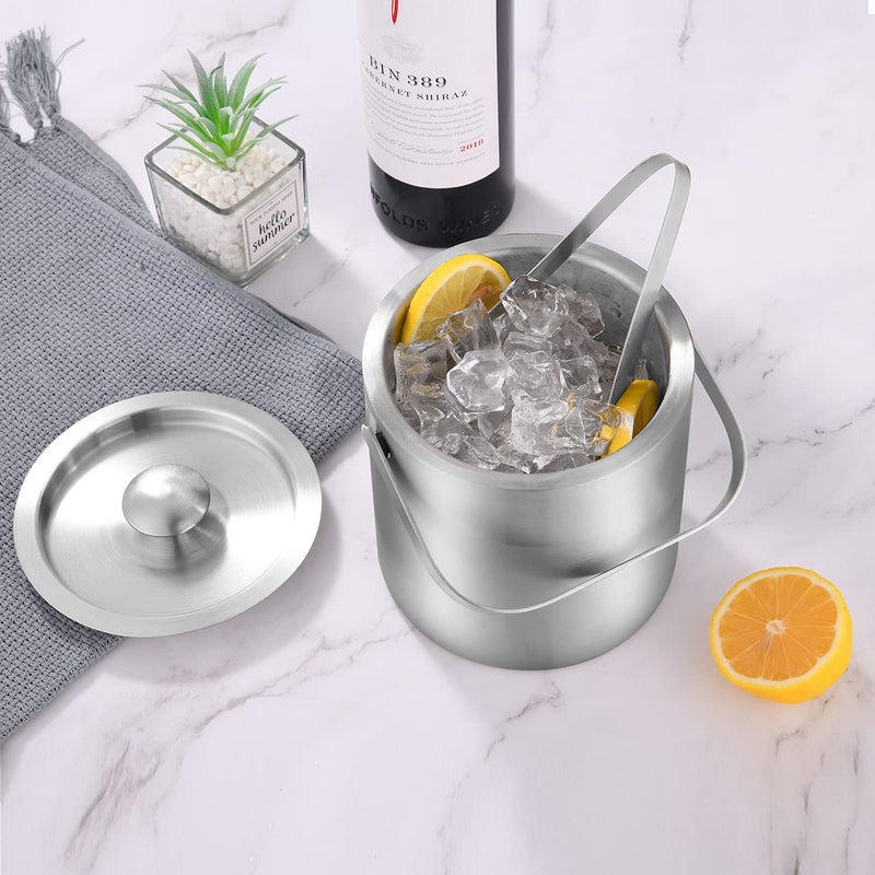 LUCKYGOOBO Mini Ice Bucket Portable Double Wall Ice Bucket with Tong,Stainless Steel Hotel Bucket/Champagne/Beverage Bucket,Size 1.3 Liters 5.5 x 5.5 in,Serveware for Party,Event,and Camping. - Image 5