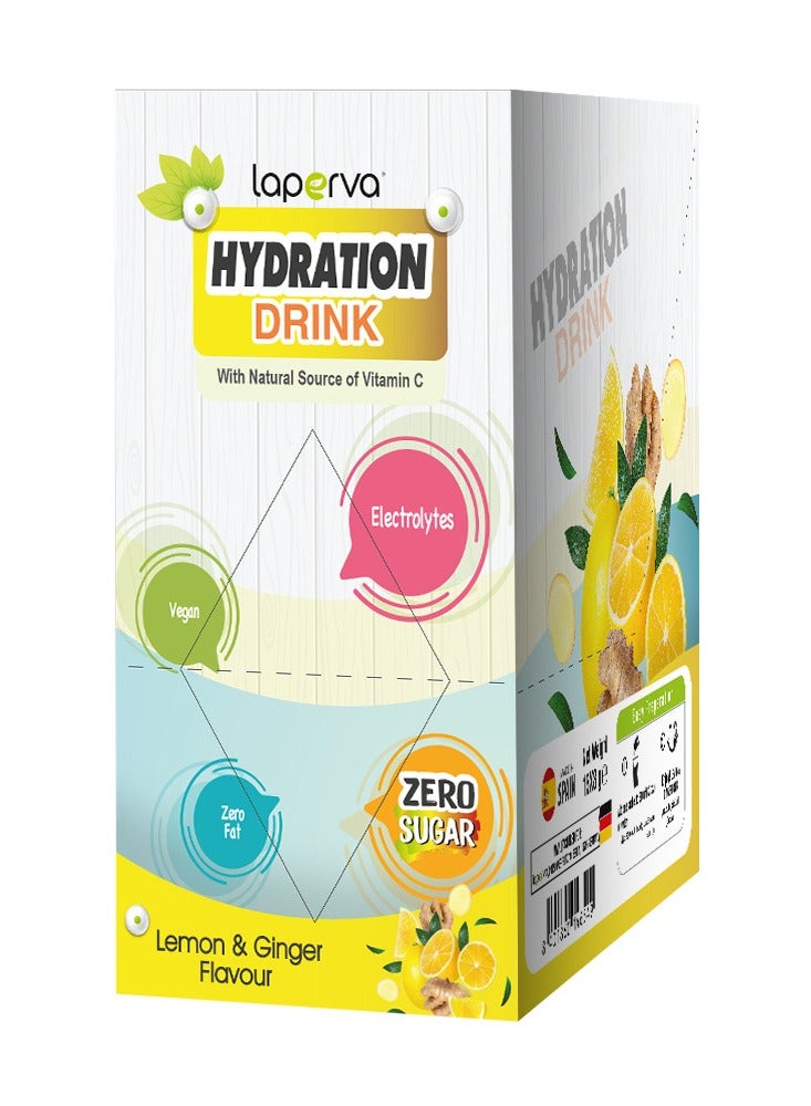 Laperva Hydration Drink, Lemon & Ginger, 15 Sachets, Sugar-Free, Rich in Electrolytes