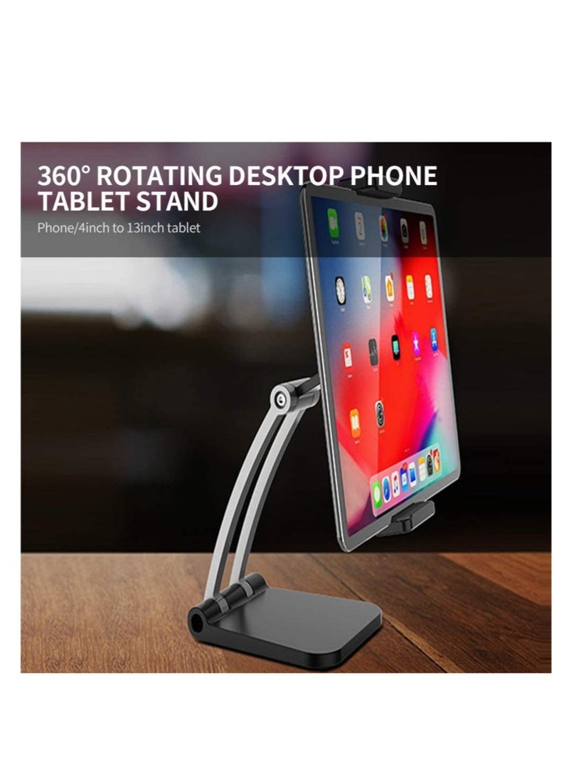 ELTRAZONE Desktop Tablet Stand 360 Degree Rotating Adjustable Phone Stand Live Streaming Holder for Phone/4inch to 13inch Tablet Black - Image 3