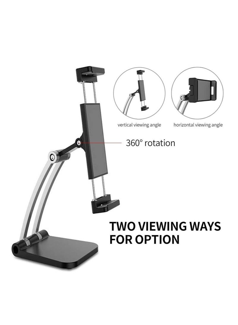 ELTRAZONE Desktop Tablet Stand 360 Degree Rotating Adjustable Phone Stand Live Streaming Holder for Phone/4inch to 13inch Tablet Black - Image 2