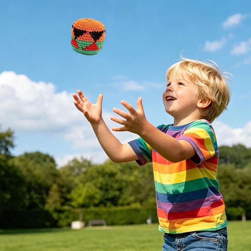 YESBAY Professional Hacky Sack Footbags - Hand-made Knitted Ball for Adults & Beginners, Multicolored Geometric Woven Design for Coordination Training, Stress Relief and Outdoor Fun Games (Random delivery) - Image 4