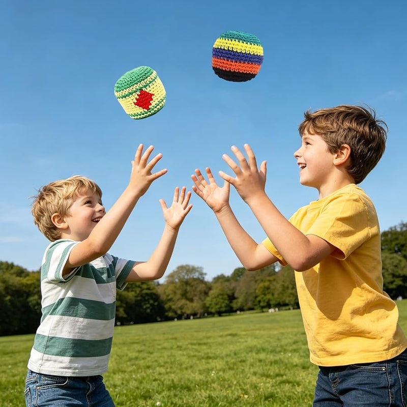 YESBAY Professional Hacky Sack Footbags - Hand-made Knitted Ball for Adults & Beginners, Multicolored Geometric Woven Design for Coordination Training, Stress Relief and Outdoor Fun Games (Random delivery) - Image 5