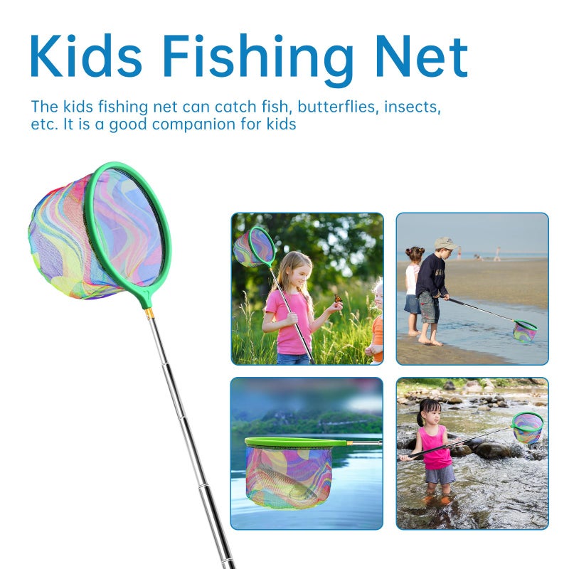 Autokcan 2PCS Fishing Net with Bucket, Telescopic Fishing Landing Net, Collapsible Kids Sand Bucket, Kids Fish Butterfly Catching for Freshwater Saltwater Outdoor Activities - Image 5