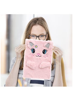 KASTWAVE Plush Cat Diary Notebook, Cute Fluffy Pink Cat Journal Set for Kids Girls Secret Diaries Writing and Drawing,Office Supplies,160 Pages  - Image 5