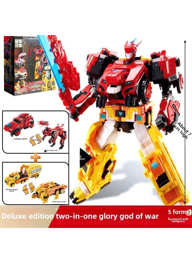 Genuine Audi Quantum Team Dragon Glory Ares Dinosaur Guardian Boy Transforming Robot Mecha Toy-Color:Quantum Team Building Blocks - Image 2