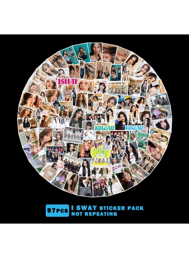 NIBEMINENT 97 Pcs Kpop (G)I-DLE I SWAY Deco Kit Waterproof Stickers, High Definition Printing Bright Colors, Suitable for Laptop Skateboard Luggage Water Bottle Guitar DIY - Image 1