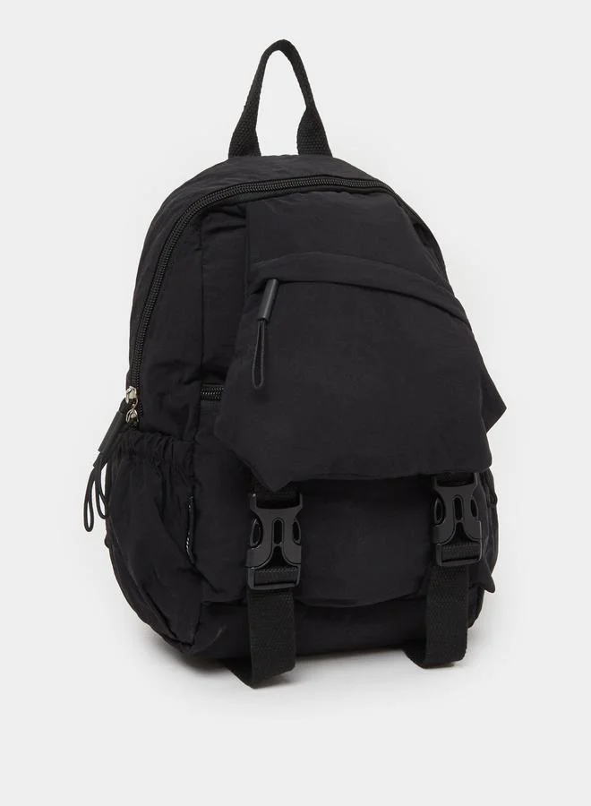 ستايلي Women Black Buckle Strap Backpack