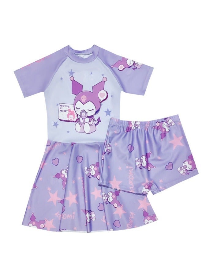 kuromi children's one-piece swimsuit sweet princess girls swimsuit cute girl cartoon water park swimsuit - Image 1