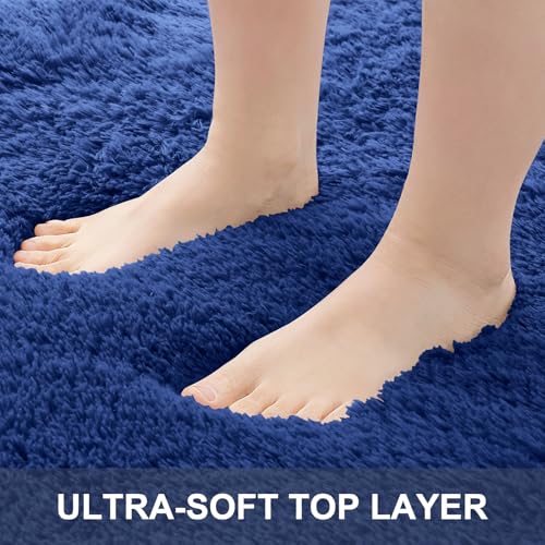 OLANLY Area Rugs for Living Room Bedroom, Machine Washable 4x5.9 ft Soft Fluffy Shaggy Bedside Rug, Indoor Floor Carpet for Kids Girls and Boys, Dorms, Nursery Rooms, Home Decor Aesthetic, Navy Blue - Image 4