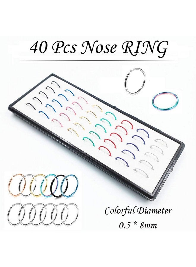 NewCraft Women's 3 Sets 160Pcs Studs Rings Hoops, Surgical Stainless Steel Hypoallergenic Nose Piercing Jewelry, NS01, - Image 3