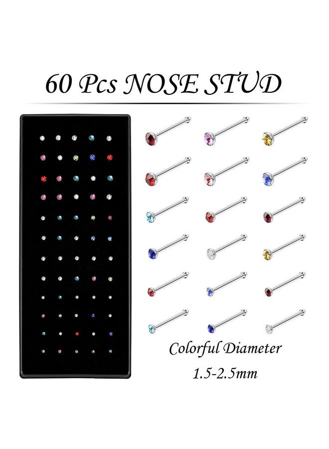 NewCraft Women's 3 Sets 160Pcs Studs Rings Hoops, Surgical Stainless Steel Hypoallergenic Nose Piercing Jewelry, NS01, - Image 2