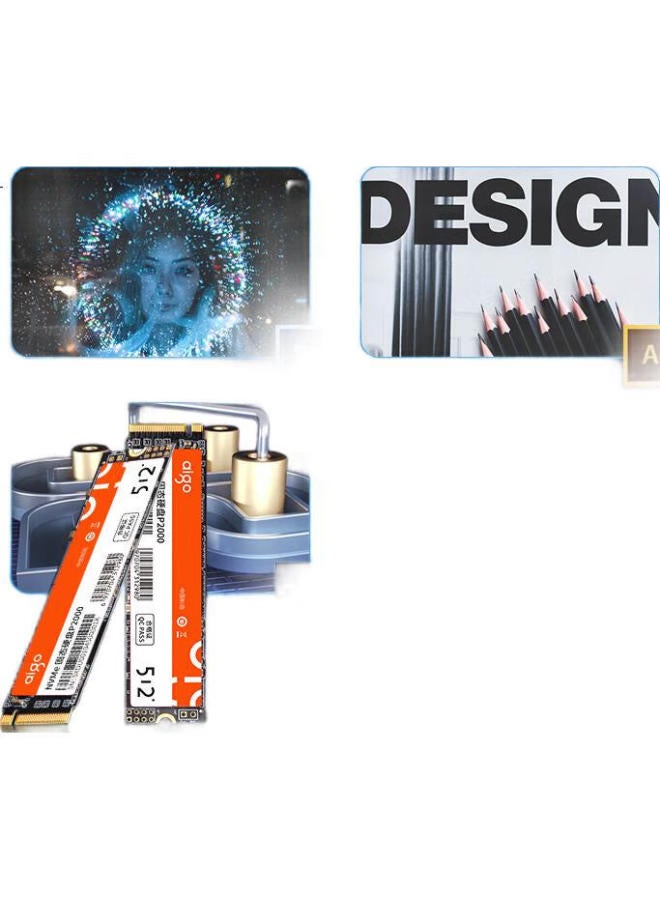 aigo Aigo 512Gb Ssd, M.2 Interface, Nvme Protocol Pcie 3.0, Selected Chips, Compatible With Laptops And Desktops, Read Speed 2100Mb/S, P2000 - Image 1