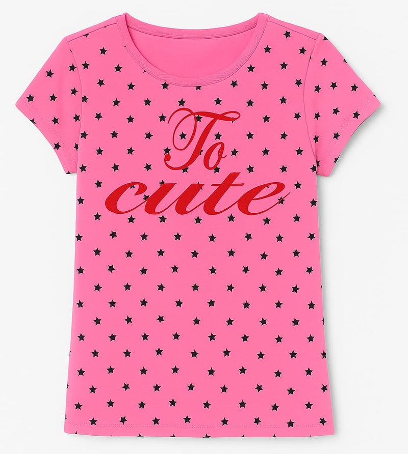 ICEDIVE Girls Printed Cotton T-Shirt with Capri Pajamas Set of 3 Multicolored - Image 3