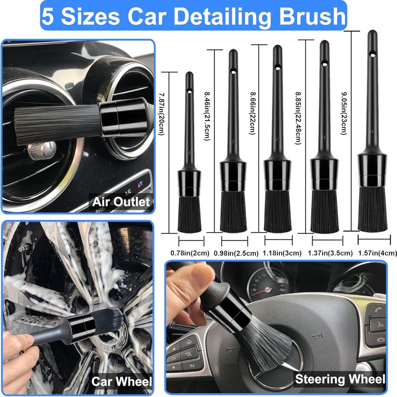 Latamil 29Pcs Car Detailing Brush Set, Car Detailing Kit, Auto Detail Supplies Tools With Wheel Drill Brush Set, Car Cleaning Kit, Car Polishing Kit, Car Wash Kit for Tires, Wheels, Interior & Exterior - Image 3