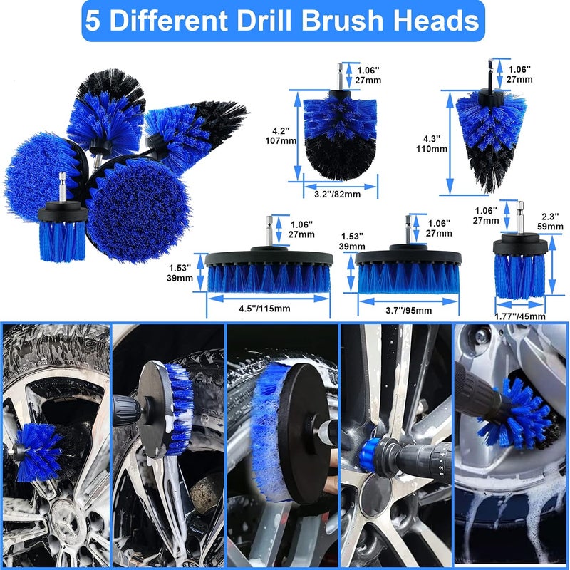 Latamil 29Pcs Car Detailing Brush Set, Car Detailing Kit, Auto Detail Supplies Tools With Wheel Drill Brush Set, Car Cleaning Kit, Car Polishing Kit, Car Wash Kit for Tires, Wheels, Interior & Exterior - Image 2