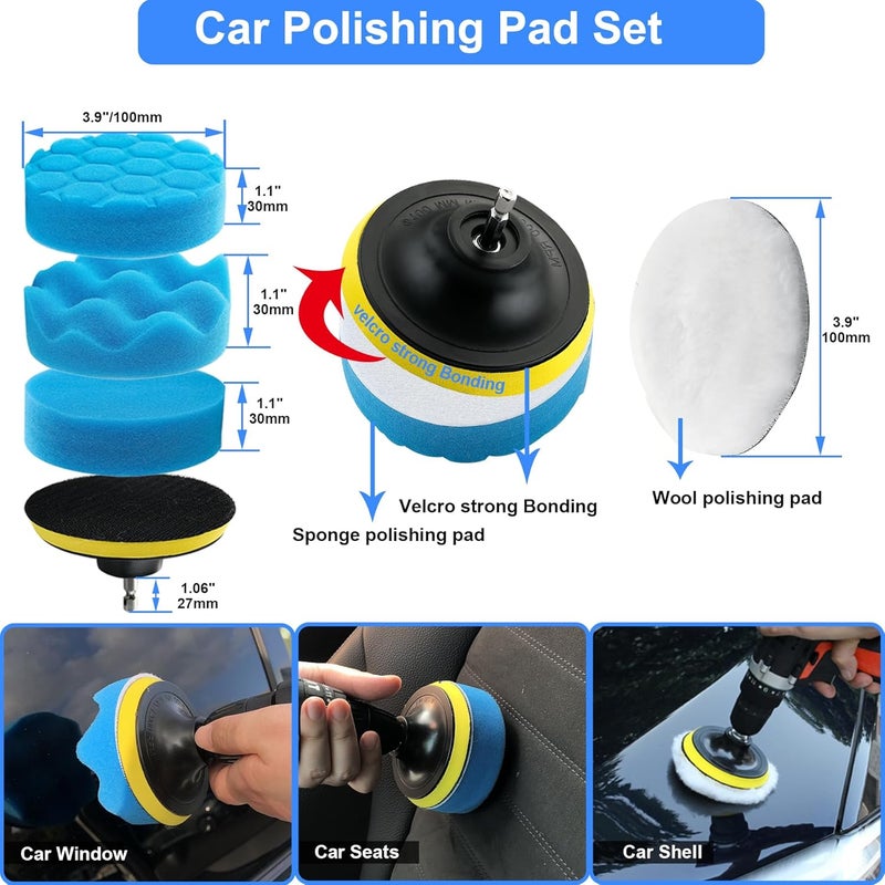 Latamil 29Pcs Car Detailing Brush Set, Car Detailing Kit, Auto Detail Supplies Tools With Wheel Drill Brush Set, Car Cleaning Kit, Car Polishing Kit, Car Wash Kit for Tires, Wheels, Interior & Exterior - Image 4