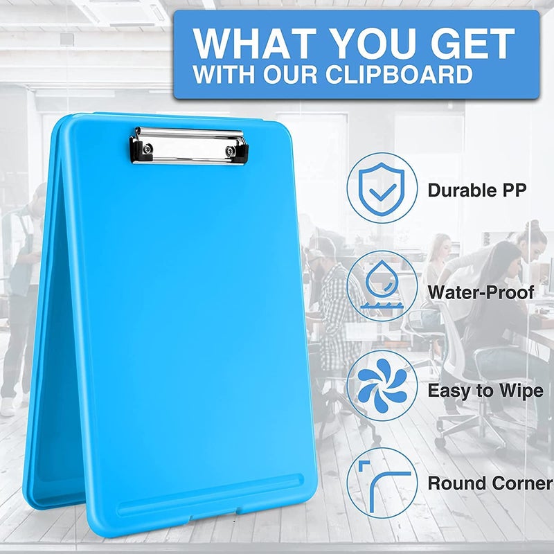 SIMESTICH A4 Clipboard with Storage Case – Durable Plastic Clip Pad for Paper & Document Storage, Writing Board with Lid Stationery Box for Office, School Multicolour (83002) - Image 4
