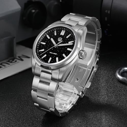 watchdives VH31 Quartz Watch, Original Design WD0003 Aventurine Dial Men Watches 36mm Sapphire Crystal Luxury Wristwatch 100m Waterproof Watch for Men (Black) - Image 3