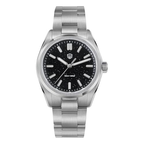 watchdives VH31 Quartz Watch, Original Design WD0003 Aventurine Dial Men Watches 36mm Sapphire Crystal Luxury Wristwatch 100m Waterproof Watch for Men (Black) - Image 1