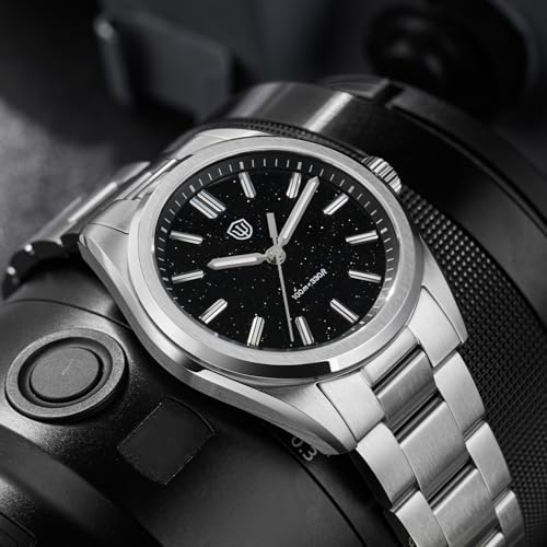 watchdives VH31 Quartz Watch, Original Design WD0003 Aventurine Dial Men Watches 36mm Sapphire Crystal Luxury Wristwatch 100m Waterproof Watch for Men (Black) - Image 4