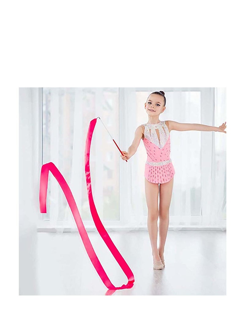 SYOSI Streamers Rhythmic Dance Ribbons, 5 Pieces Rainbow Streamers Rhythmic Gymnastics Ribbon Baton Twirling Wands on Sticks for Kids Artistic Dancing - Image 2