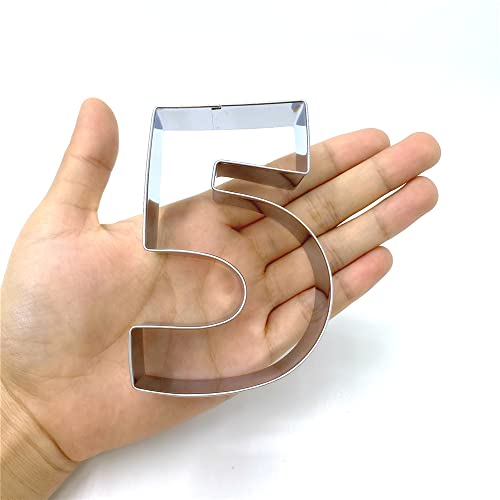 LILIAO Number 5 Cookie Fondant Biscuit Cutter for Birthday/Anniversary/Special Day - 2.6 x 3.6 inches - Stainless Steel - Image 3