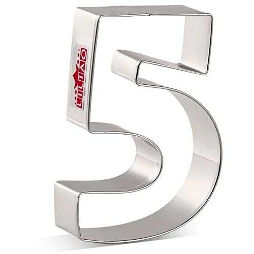 LILIAO Number 5 Cookie Fondant Biscuit Cutter for Birthday/Anniversary/Special Day - 2.6 x 3.6 inches - Stainless Steel - Image 1
