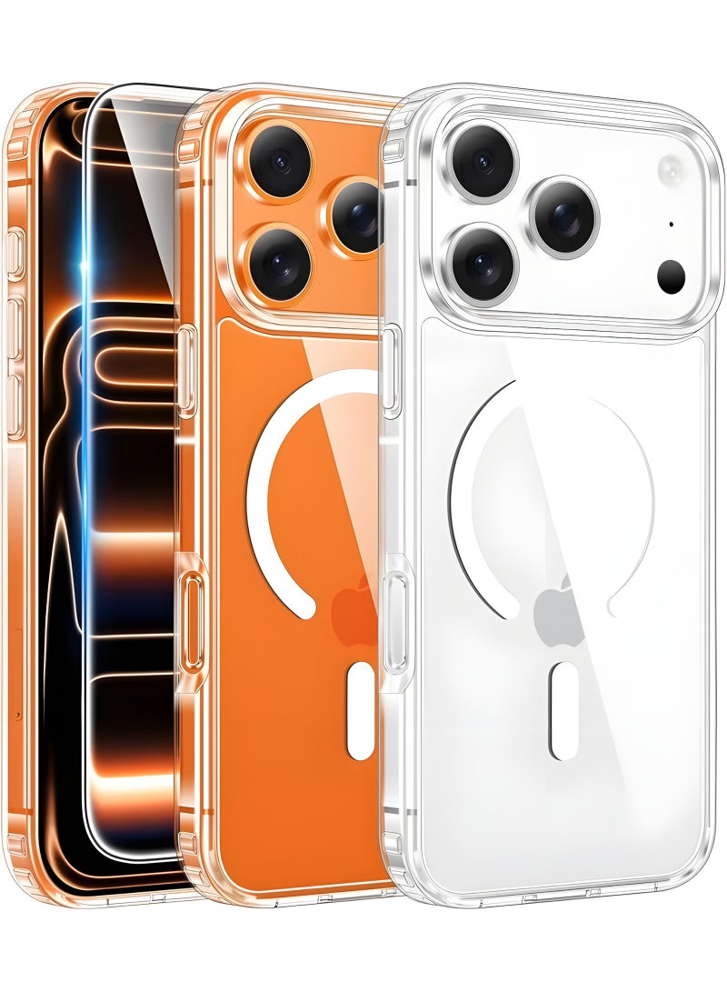 أثير حافظة واقية شفافة لهاتف iPhone 17 Pro حافظة هاتف رفيعة للغاية ومناسبة للشكل متوافقة مع MagSafe حافظة هاتف شفافة مغناطيسية مقاومة للخدش حماية رفيعة للغاية من السقوط بمستوى عسكري (شفافة) - Image 1