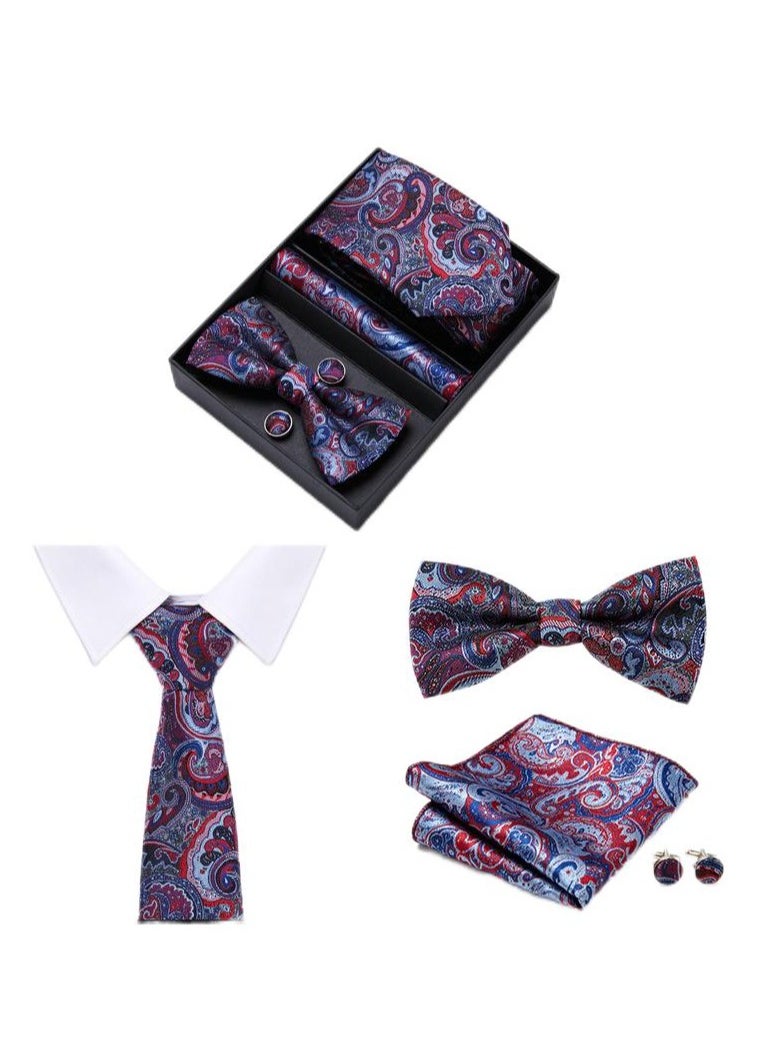 Generic - 5 pcs high-end tie for men business professional formal tie bow tie cufflinks square scarf fashion accessories gift box - Image 1