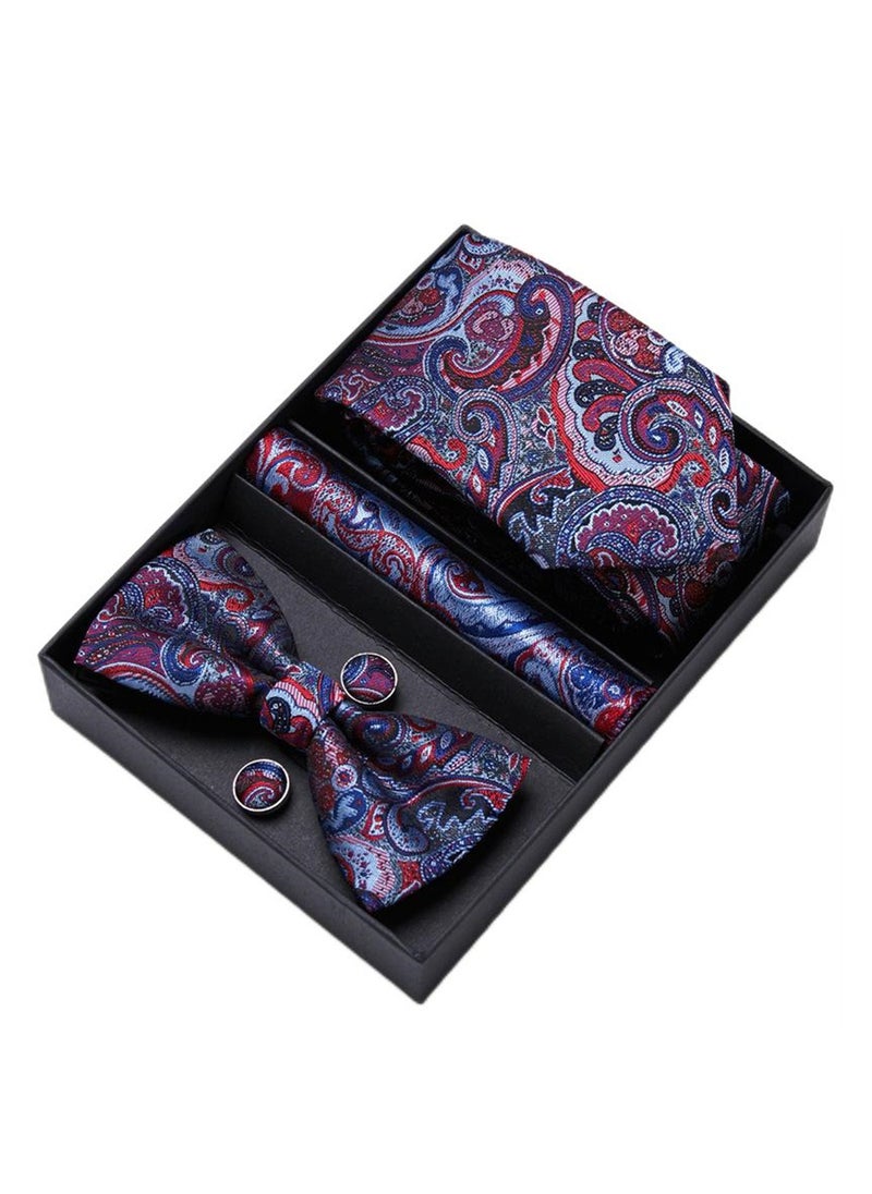 Generic - 5 pcs high-end tie for men business professional formal tie bow tie cufflinks square scarf fashion accessories gift box - Image 1