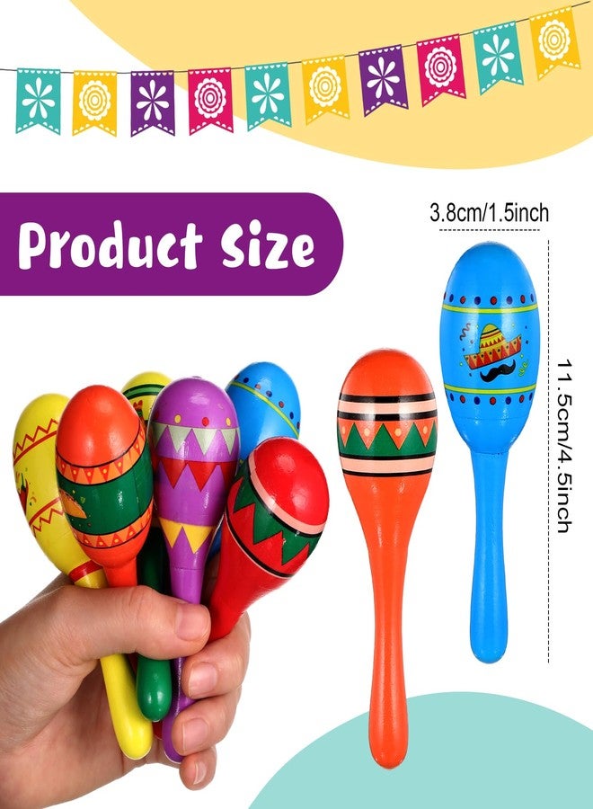 هونغداو مجموعة هونغداو من 48 قطعة من ماراكاس خشبية صغيرة لحفلات المكسيك، ماراكاس خشبية كبيرة الحجم، صانعة ضوضاء لحفلات فييستا، لوازم حفلات سينكو دي مايو، ديكورات حفلات الثلاثاء التاكو، ألعاب لواو (بأسلوب نابض بالحياة) - Image 3