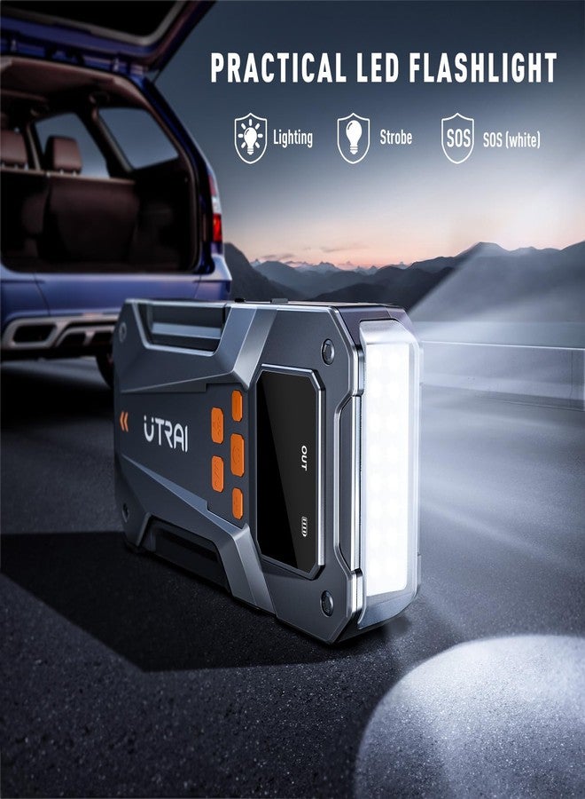 UTRAI 5000A 150PSI Jump Starter with Air Compressor, 12V Portable Jump Box (All Gas/10L Diesel), Jump Pack with LED Light, Car Jumper with Jumper Cables, Storage Case Included - Image 4