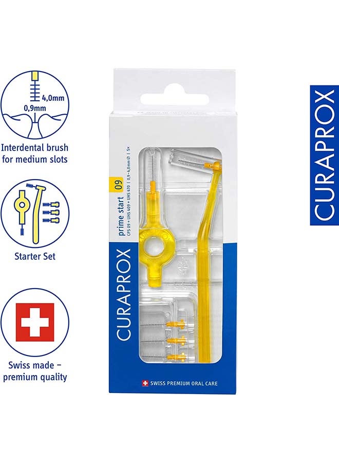 CURAPROX CPS 09 Prime Start Interdental Brush Kit, Yellow - 5 x 0,9mm - 4,0mm Interdental Brushes + 2 Interdental Toothbrush Holders - Image 2